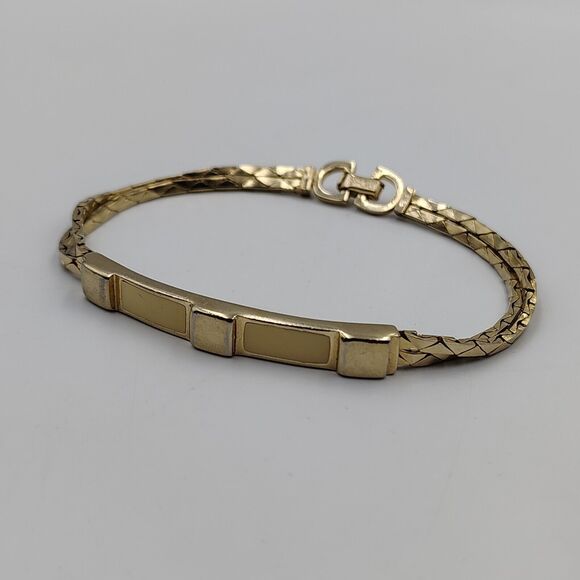 Vintage Christian Dior Gold Tone Cream Enameling Bracelet 7.75" AS IS - Picture 2 of 16